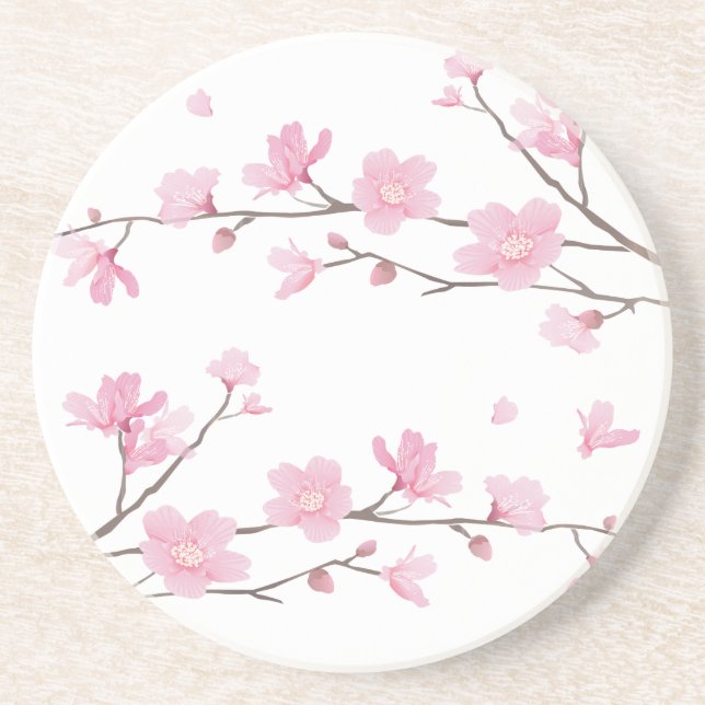 Dessous De Verre En Grès Cherry Blossom - Arrière - plan transparent (Devant)