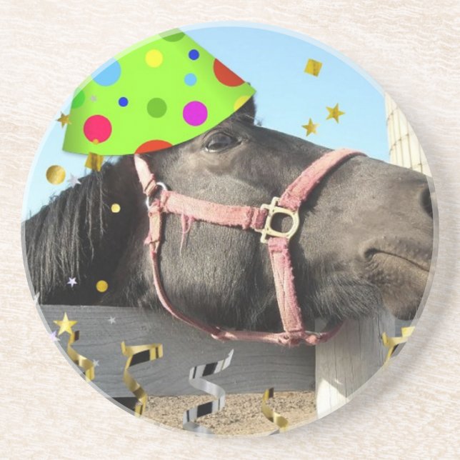 Dessous De Verre En Grès Cheval animal de fête (Devant)