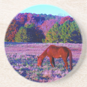 Dessous De Verre En Grès Cheval Brown en Grass violet