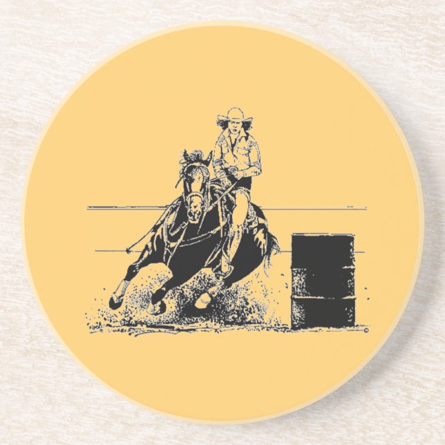 Dessous De Verre En Grès Cheval de course de baril (Devant)