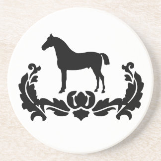 Dessous De Verre En Grès Cheval noir et blanc Damas