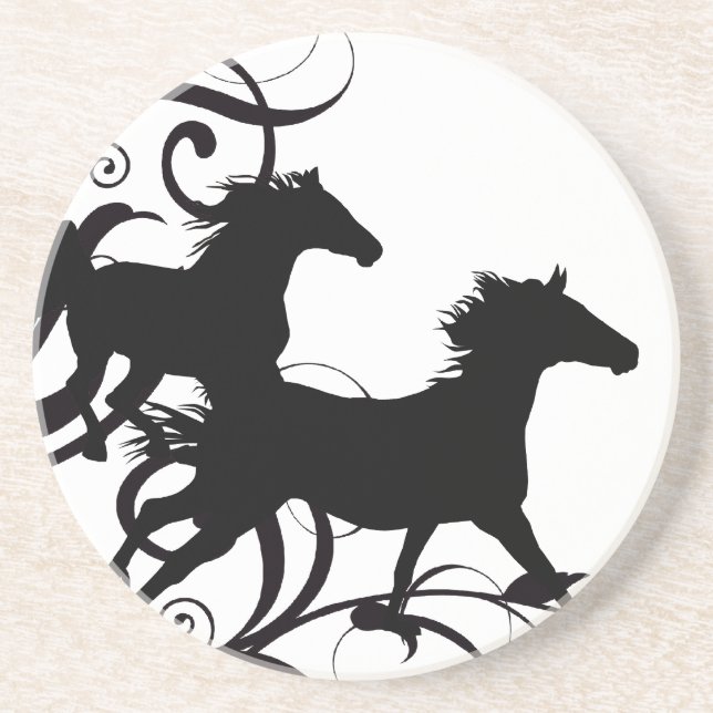 Dessous De Verre En Grès Cheval sauvage noir (Devant)