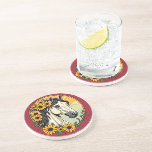 Dessous De Verre En Grès Cheval Thoroughbred Et Fleurs Susan À Oeil Noir