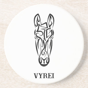 Dessous De Verre En Grès Cheval tribal noir et blanc