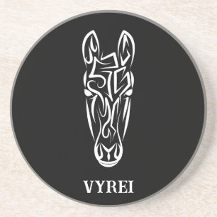 Dessous De Verre En Grès Cheval tribal noir et blanc