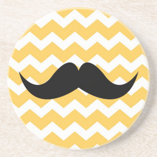 Dessous De Verre En Grès Chevalier jaune motif moustache soif grès