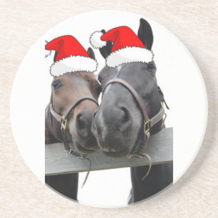 Dessous De Verre En Grès Chevaux de Noël
