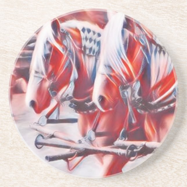 Dessous De Verre En Grès Chevaux de travail (Devant)