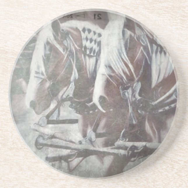 Dessous De Verre En Grès Chevaux de travail (Devant)