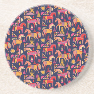 Dessous De Verre En Grès Chevaux Scandinaves : Décoration Décorative Sans C