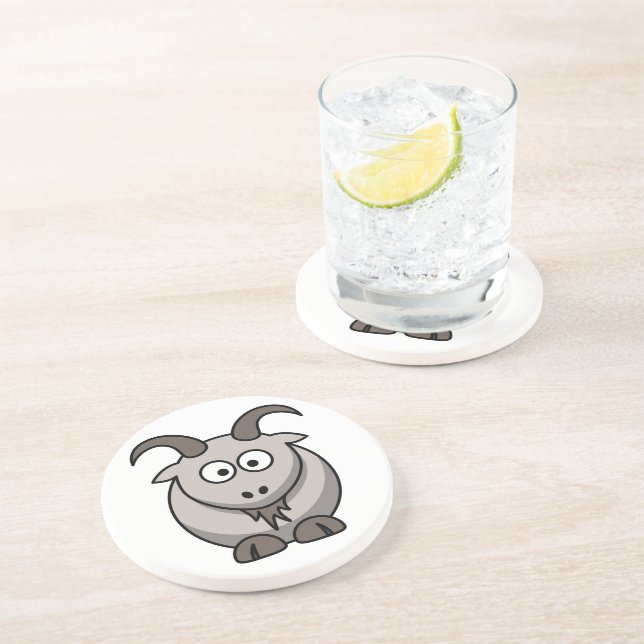 Dessous De Verre En Grès Chèvre de ferme drôle mignonne   (Côté)