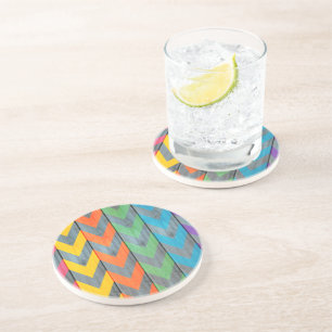 Dessous De Verre En Grès Chevron Motif On Wood Texture par Shirley Taylor