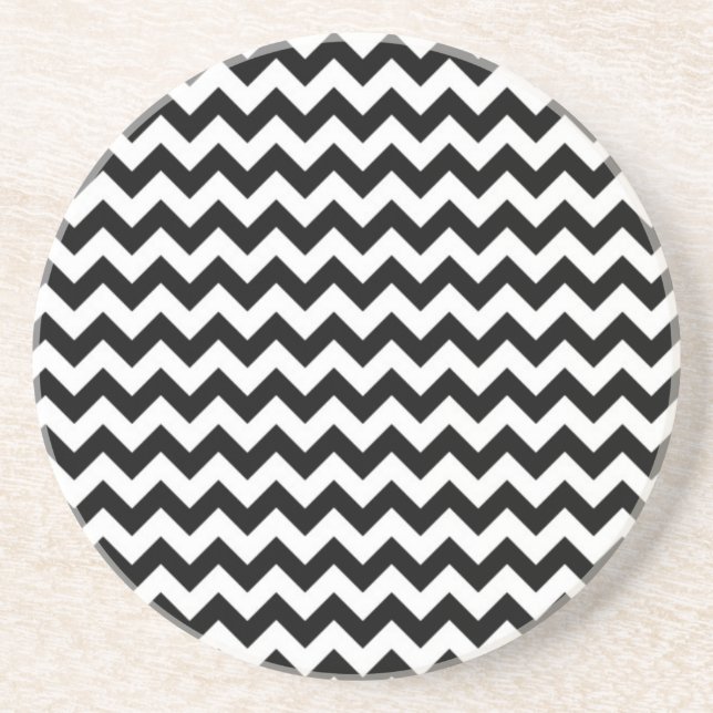 Dessous De Verre En Grès Chevron noir et blanc (Devant)