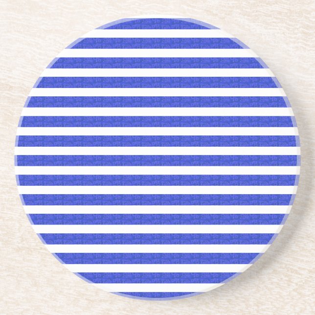 Dessous De Verre En Grès Chic Blue Geometric Stripes (Devant)