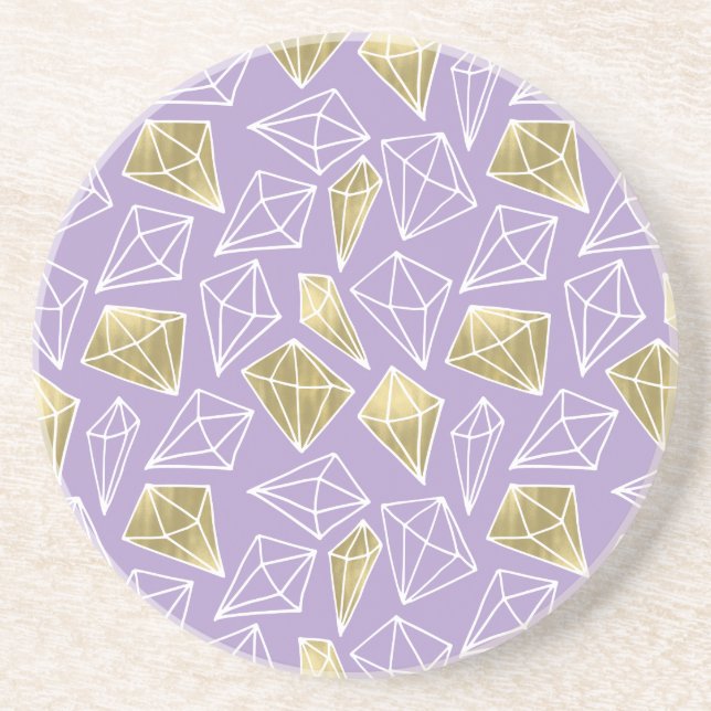 Dessous De Verre En Grès Chic Lavender Gold Diamonds Noël (Devant)
