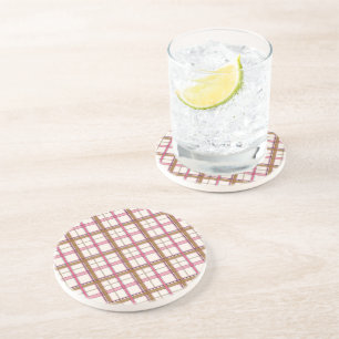 Dessous De Verre En Grès Chic Rose Marine à Carreaux Esthétique