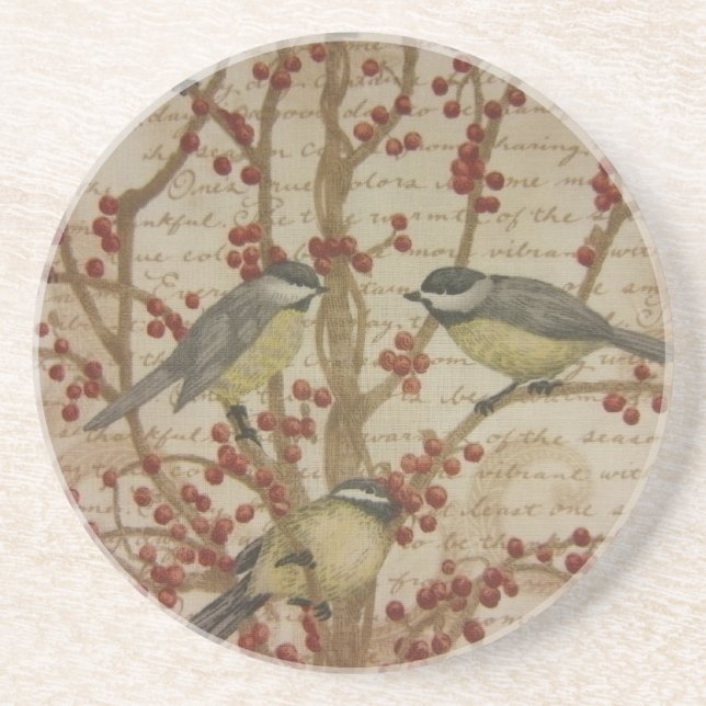 Dessous De Verre En Grès Chickadees (Devant)
