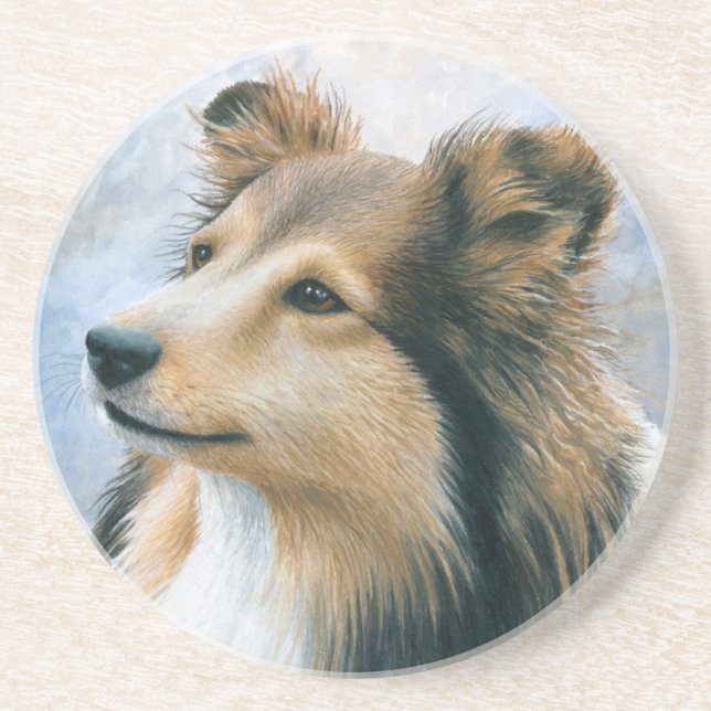 Dessous De Verre En Grès Chien 122 Sheltie Collie (Devant)
