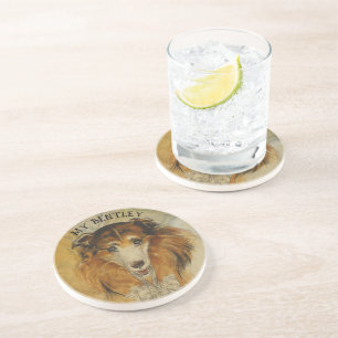 Dessous De Verre En Grès Chien Colley Vintage - Entrez le nom de votre chie