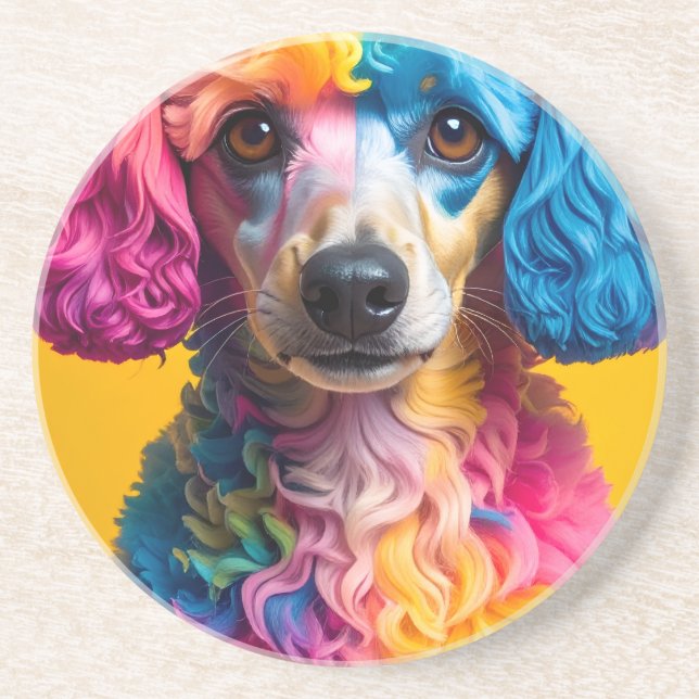 Dessous De Verre En Grès Chien Coloré (Devant)