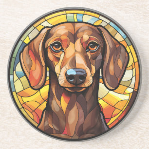 Dessous De Verre En Grès Chien Dachsund en verre doux