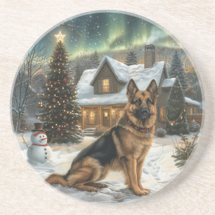 Dessous De Verre En Grès Chien de berger allemand de Noël