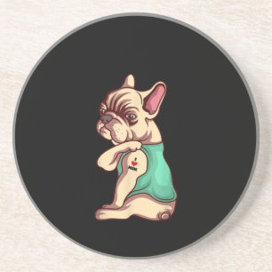 Dessous De Verre En Grès Chien Français Bulldog I Love Maman Tattoo Lover C