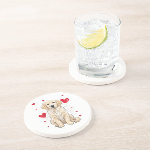 Dessous De Verre En Grès Chien mignon retriever doré crème anglaise