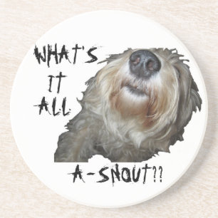 Dessous De Verre En Grès Chien "QU'EST-CE QUE C'EST QUE DE LA NEIGE ? ?" De