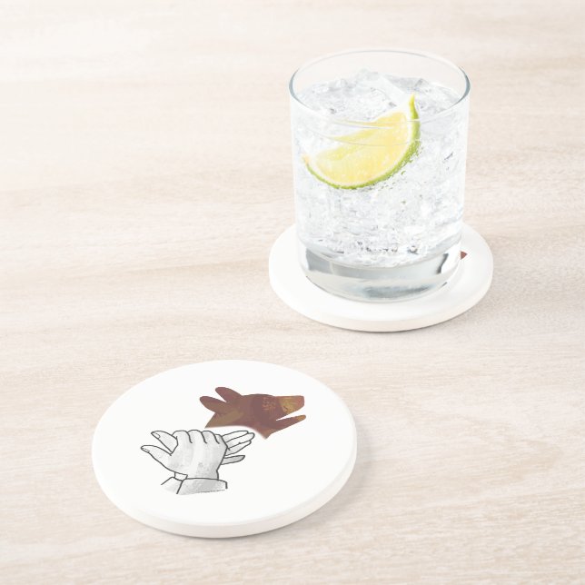 Dessous De Verre En Grès Chien Silhouette main Brown (Côté)