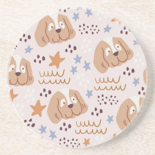 Dessous De Verre En Grès Chiens mignons, étoiles, lignes : vintage sans sou