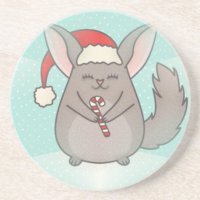 Dessous De Verre En Grès chinchillas de noël (Devant)