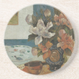 Dessous De Verre En Grès Chinois Peonies et Mandoline par Paul Gauguin