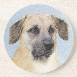 Dessous De Verre En Grès Chinook (Oreilles Laissées) Peinture - Art Chien o