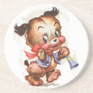 Dessous De Verre En Grès chiot avec corne