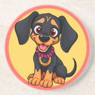 Dessous De Verre En Grès Chiot de dessin animé adorable