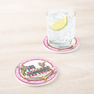 Dessous De Verre En Grès Chip de poker rose Las Vegas