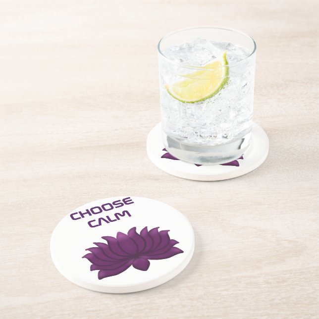 Dessous De Verre En Grès Choisissez Fleur de Lotus Violet Calme  (Côté)