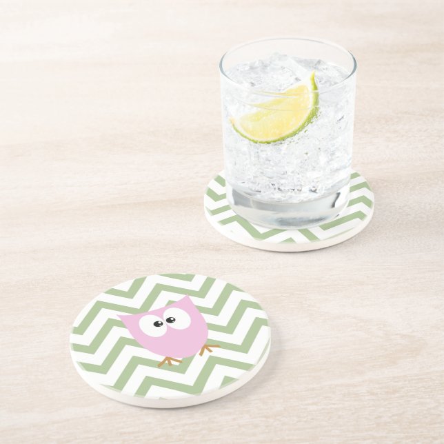 Dessous De Verre En Grès Chouette rose Petite fille (Côté)