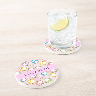 Dessous De Verre En Grès Chouettes mignonnes, Chouette Motif, Chouettes col