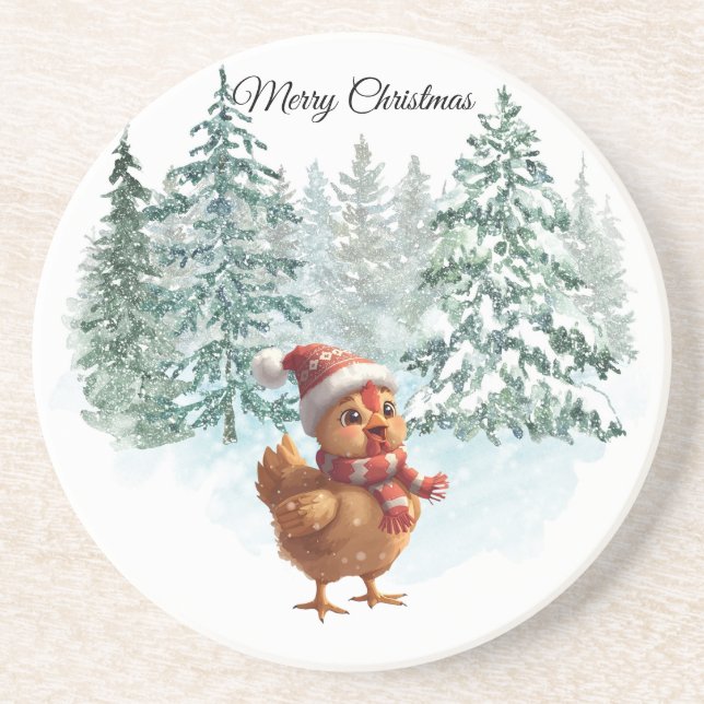 Dessous De Verre En Grès Christmas Chicken Sandstone Coaster (Devant)