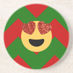 Dessous De Verre En Grès christmas heart eye emoji
