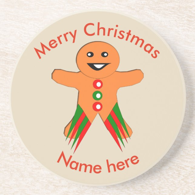 Dessous De Verre En Grès Christmas Party Gingerbread Man Coasters (Devant)
