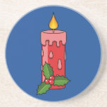 Dessous De Verre En Grès Christmas Red Pillar Candle with Holly<br><div class="desc">An illustration of a Christmas red pillar candle with holly. Lighting a candle on the table during Christmas celebrations will give a peaceful and romantic ambiance to your home. Candle light helps people to calm,  fight stress and anxiety.</div>