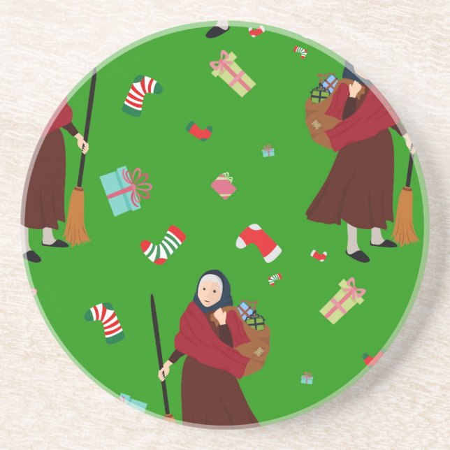 Dessous De Verre En Grès christmas witch Befana (Devant)