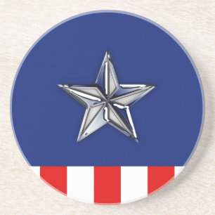 Dessous De Verre En Grès Chrome comme une étoile sur des couleurs patriotiq