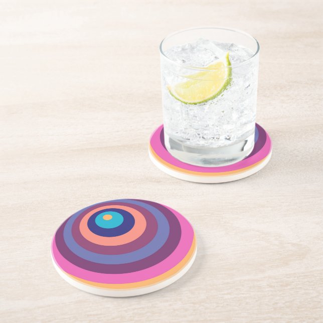 Dessous De Verre En Grès Chromful Funky Stripes Modern Geometric (Côté)