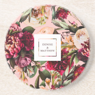 Dessous De Verre En Grès Chrysanthème romantique sur rose filandreux