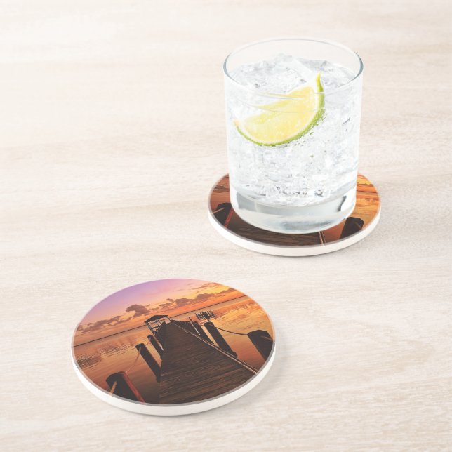 Dessous De Verre En Grès Ciel de coucher du soleil (Côté)