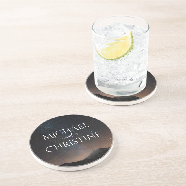 Dessous De Verre En Grès Ciel nocturne mariage sous les étoiles (Côté)